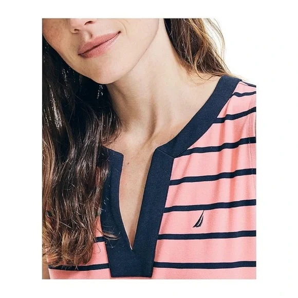 Nautica Women's Breton Sleeveless V-Neck Stretch Cotton Polo Dress, Size Medium - Picture 4 of 16